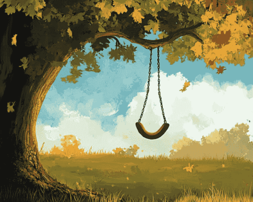 Tree Swing Cartoon Diamond Painting