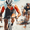 Triathlon Athletes on Bikes Diamond Painting