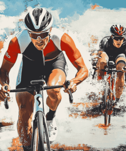 Triathlon Athletes on Bikes Diamond Painting