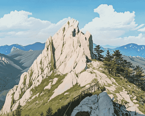 Uslan Rock Mountain Scenery Diamond Painting