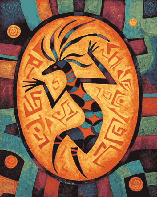 Vibrant Kokopelli Abstract Diamond Painting