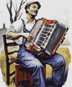 Vintage Accordion Musician Diamond Painting