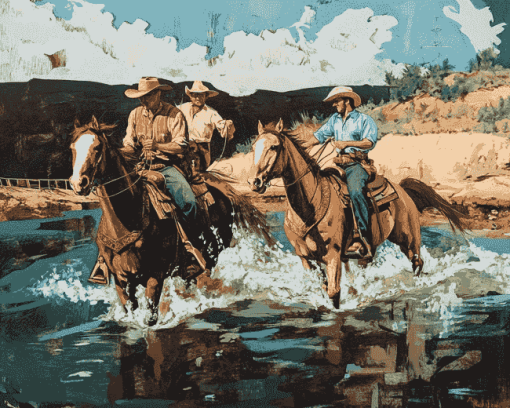 Vintage Cowboys and Horses Diamond Painting