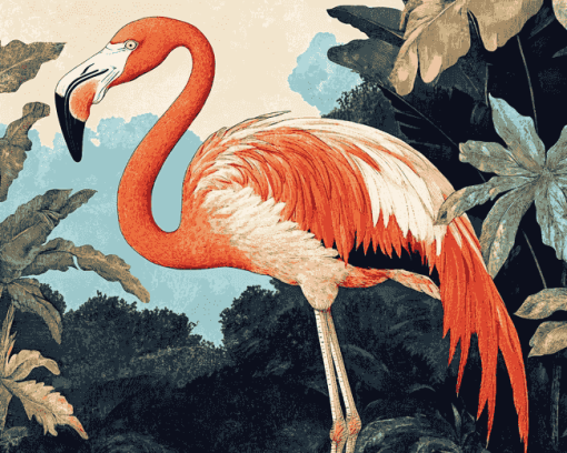 Vintage Flamingo Bird Diamond Painting