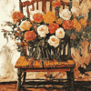 Vintage Flowers On Chair Diamond Painting