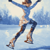 Vintage Ice Skating Girl Diamond Painting