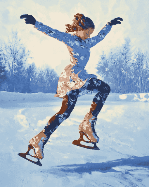 Vintage Ice Skating Girl Diamond Painting