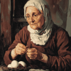 Vintage Old Lady and Eggs Diamond Painting