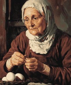 Vintage Old Lady and Eggs Diamond Painting