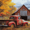 Vintage Red Truck Barn Diamond Painting