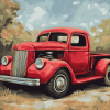 Vintage Red Truck Diamond Painting