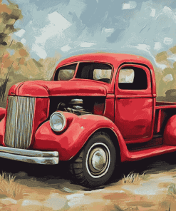 Vintage Red Truck Diamond Painting