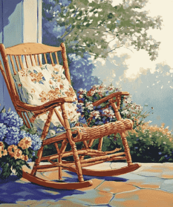 Vintage Rocking Chair with Flowers Diamond Painting