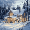 Vintage Snowy House Diamond Painting
