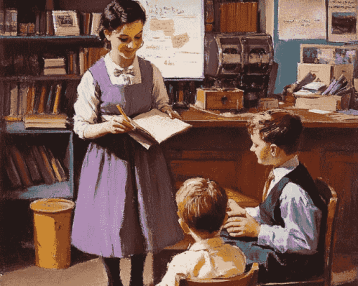 Vintage Teacher Student Diamond Painting