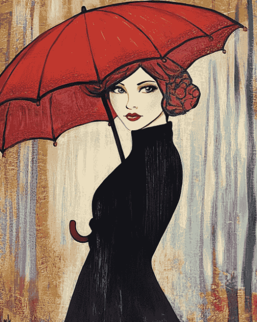 Vintage Umbrella Lady Diamond Painting