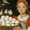 Vintage Woman with Eggs Diamond Painting