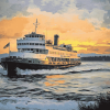 Washington Ferry Seascape Diamond Painting