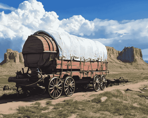 Western Wagons in Motion Diamond Painting