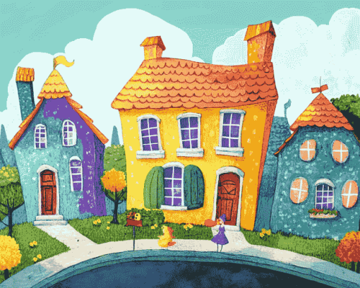 Whimsical Cartoon House Diamond Painting