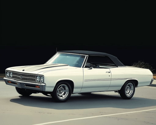 White Chevrolet El Camino Engine Diamond Painting