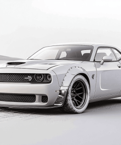 White Dodge Hellcat Muscle Car Diamond Painting