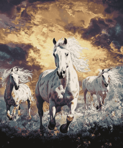 White Horses Elegance Diamond Painting