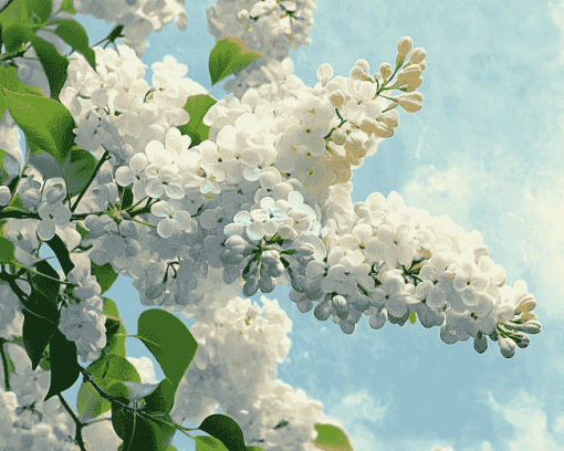 White Lilac Blossom Diamond Painting