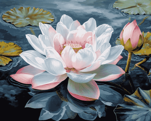 White Lotus Flower Diamond Painting