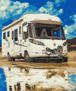 White Motorhome Engine Art Diamond Painting