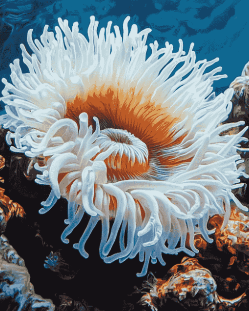 White Sea Anemone Ocean Life Diamond Painting