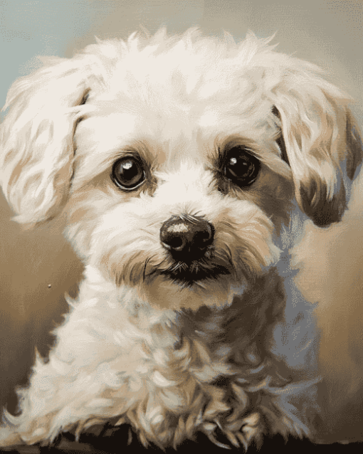 White Yorkiepoo Puppy Diamond Painting