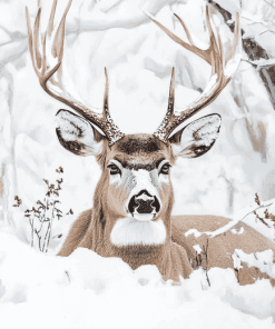 Winter Deer in Snow Diamond Painting