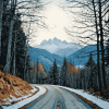 Winter Mountain Road Diamond Painting