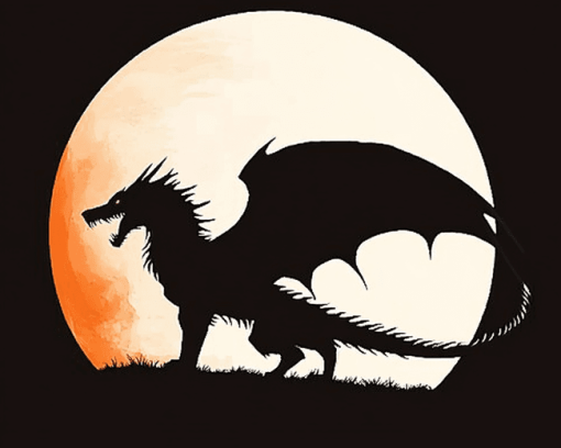 Wolf Dragon Silhouette Diamond Painting