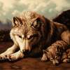 Wolf and Puppies Diamond Painting