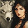 Wolf and Woman Diamond Painting