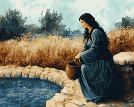 Woman At The Well Vintage Diamond Painting