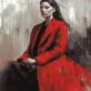 Woman In Red Coat Diamond Painting