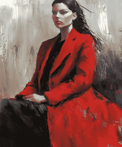 Woman In Red Coat Diamond Painting