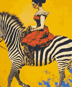 Woman Riding Zebra Diamond Painting