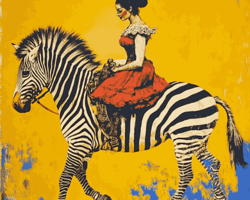 Woman Riding Zebra Diamond Painting