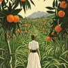 Woman in Vintage Orange Grove Diamond Painting