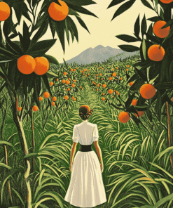 Woman in Vintage Orange Grove Diamond Painting