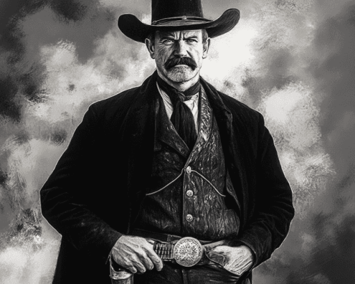 Wyatt Earp Black and White Diamond Painting