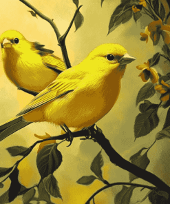 Yellow Finches Bird Diamond Painting