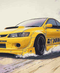 Yellow JDM Car Style Diamond Painting