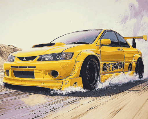 Yellow JDM Car Style Diamond Painting