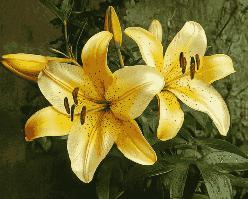 Yellow Lily Rose Flowers Diamond Painting