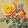 Yellow and Pink Rose Blossoms Diamond Painting